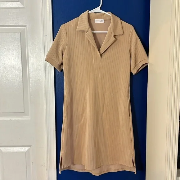 NWOT Women’s Southcott Tan Striped Collared Dress Size 1 US Small - Picture 3 of 8